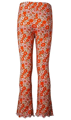 Girl's Floral Print Cotton Elastic Waist Flare Bottom Pants Legging Pants3