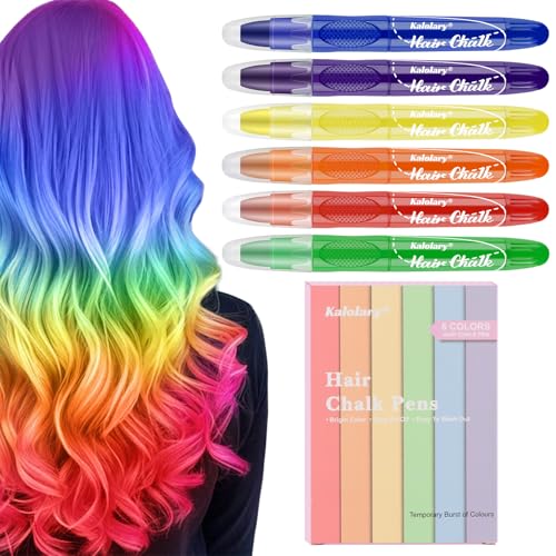 Kalolary Tiza De Pelo - Temporal Tinte Pelo Color Lavables Plumas Tinte Para El Cabello para Cosplay Fiesta Navidad Halloween, Navidad (6 colores)
