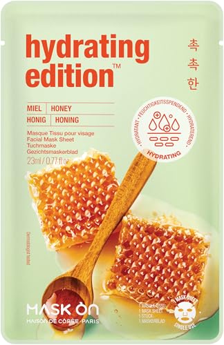 MASK ON Maschera viso con miele, maschera di stoffa idratata - 1 maschera