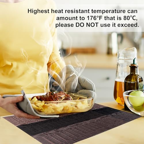 Aofmee Placemats, Heat Resistant Place Mats Set of 6, Washable PVC Table Mats, Woven Vinyl Plastic Placemats for Kitchen Dining Table, Non-Slip Stain Resistant Placemat Indoor Outdoor, Easy to Clean