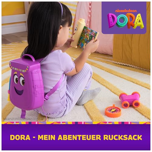 DORA - Mein Abenteuer Rucksack - interaktiver Rucksack mit Landkarte, Fernglas, Kompass, inspiriert von der beliebten TV-Serie, für fantasievolles Rollenspiel für Kinder ab 3 Jahren