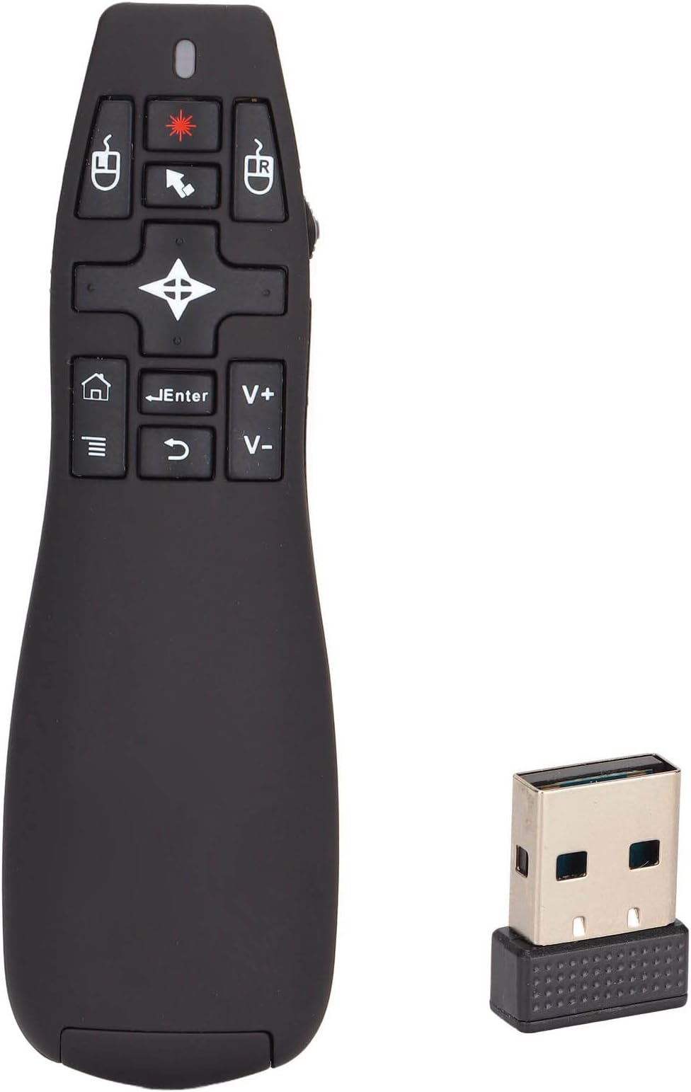 PUSOKEI Wireless Presenter, Presentation Clicker USB 2.4GHz Wireless Mini Remote Control and Pointer Combination, PPT PowerPoint Clicker with Air Mouse Function Smoothly Operation for Meeting