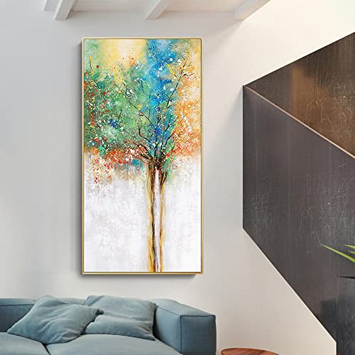 Arbre de vie texture colorée tableau moderne abstrait vertical grand format