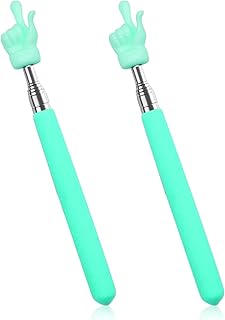 2Pcs Telescopic Teachers Pointer for Classroom, Extendable Hand Pointer Finger Pointer Stick, Mini Retractable Classroom Pointer for Elementary School Kindergarten Teacher, Classroom Supplies(Green)