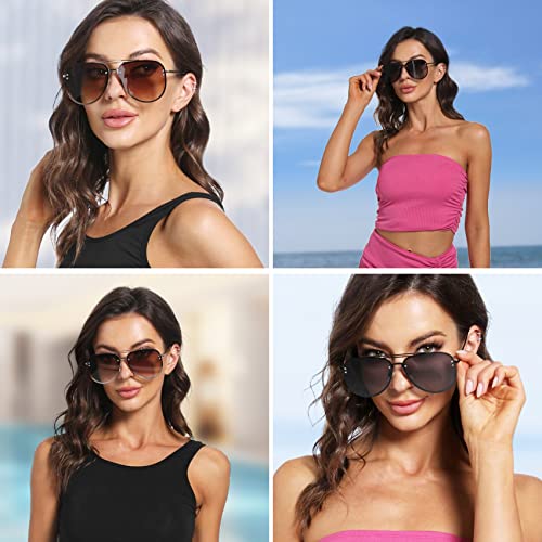 VIVIENFANG Two Oversized 65mm Aviator Sunglasses for Women