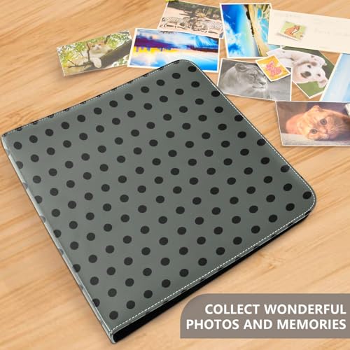 Álbum de fotos adhesivo DIY con puntos, color gris y negro, encuadernación de 3 anillos, 40 páginas, 8x10 para recuerdos miniatura 5