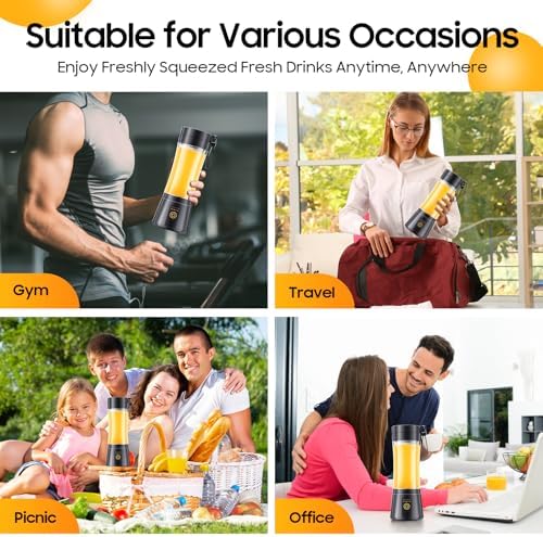 Cordless Mini Blender Make Smoothies & Shakes - Portable Blender with 380ML BPA-Free Travel Cup, USB Rechargeable, Easy to Clean, Suit in Gym/Office — view 3