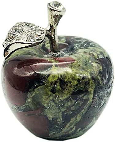 faovramulet Dragon Bloodstone Carved Appple Figurine Sculpture Statue Healing Crystal Home Ornament Decoration 1.3" Tall