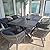 PURPLE LEAF 7 Pieces Patio Dining Set Wicker Outdoor Furniture Rectangular Table and Chairs Set for Garden Deck Aluminum Frame Backyard Kitchen Set, Cushions and Pillows Included Grey