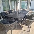 PURPLE LEAF 7 Pieces Patio Dining Set Wicker Outdoor Furniture Rectangular Table and Chairs Set for Garden Deck Aluminum Frame Backyard Kitchen Set, Cushions and Pillows Included Grey