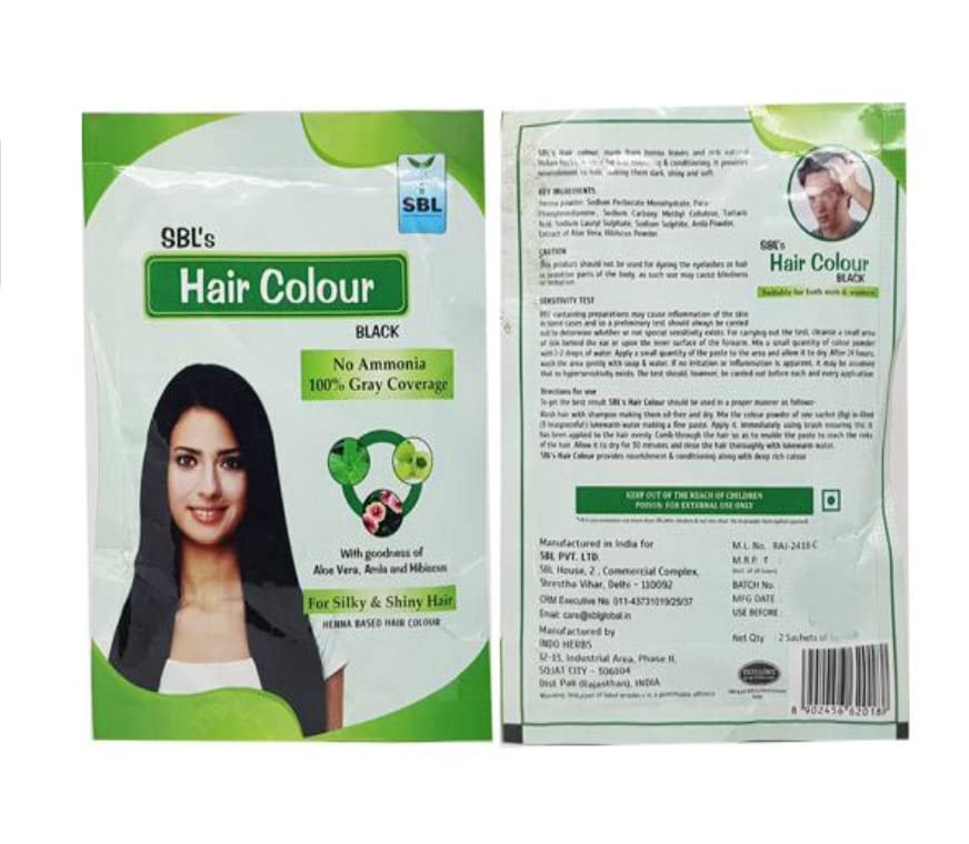 Hennas SBL Hair Color (Black) Powder| 1 Box Pack - 12 Sachets | Rich, Long-Lasting Hair Color with Radiant Shine-image-31