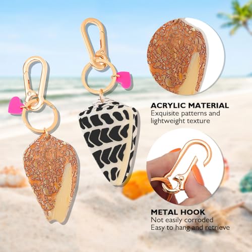Personalized Hebrew Cone Shell Keychain - Textile Cone Shell Bag Charm