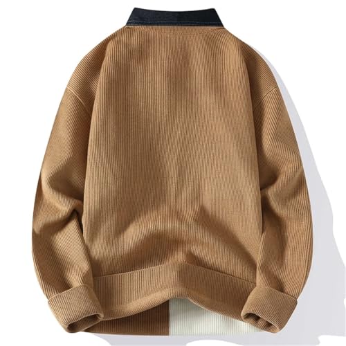Men's Knit Sweaters Jumper Warm Turn-Down Neck Patchwork Sweater Clothing Harajuku Streetwear4