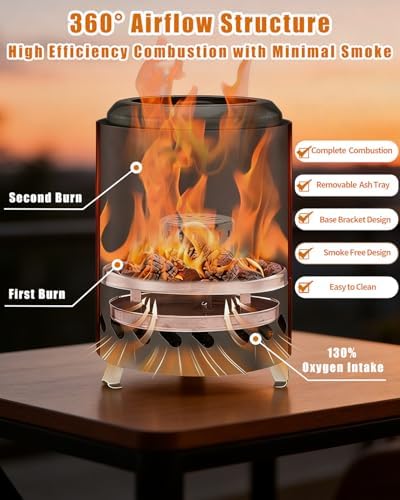Smokeless Tabletop Fire Pit, Stainless Steel Portable Table Top Fire Pit for Camping, Outdoor, Indoor, Garden - 2