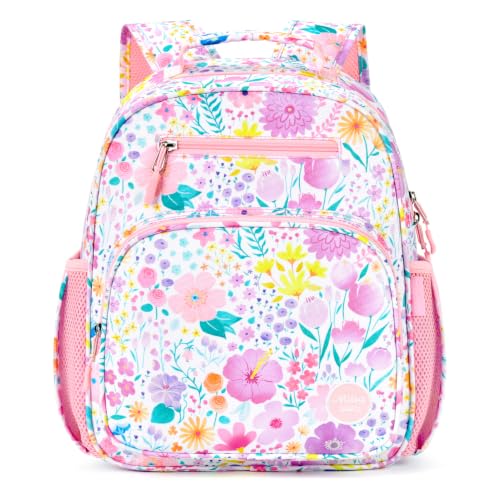 mibasies Kids Backpack for Girls: Girls Backpack 5-8 - Kindergarten Elementary School Bookbag for Girl - Flower Pink