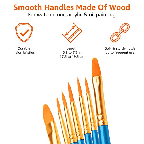 Amazon Basics Paint Brush Set, Nylon Paint Brushes For Acrylic, Oil, Watercolor, 10 Brush Sizes #TOP3