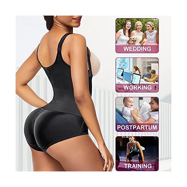 REYEOGO-Waist-Trainer-for-Women-Shapewear-Bodysuits-Firm-Body-Shaper-Butt-Lifter-Tummy-Control-Corset-Slimming-Girdles REYEOGO Waist Trainer for Women Shapewear Bodysuits Firm Body Shaper Butt Tummy Control Faja Colombiana Open Bust Corset (Medium, Black)