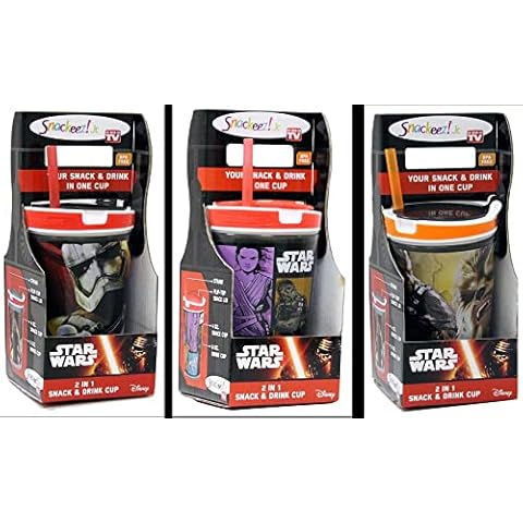 Snackeez Jr - 2-In-1 Snack & Drink Cup Combo With Lid And Straw Clever Design As seen on tv Star Wars 7 Movie Complete Collection Cover