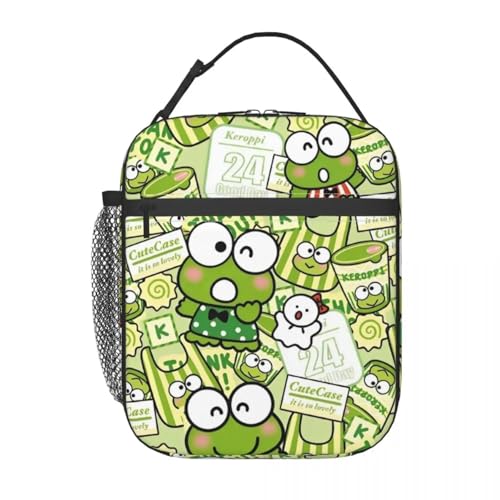 IRUHHGU Bolsa de Almuerzo aislada de Rana Keroppi de Dibujos Animados Contenedor de Comida térmica Bolsa de Almuerzo a Prueba de Fugas Bolsa de Almuerzo Bento Bolsa para Trabajar al Aire Libre