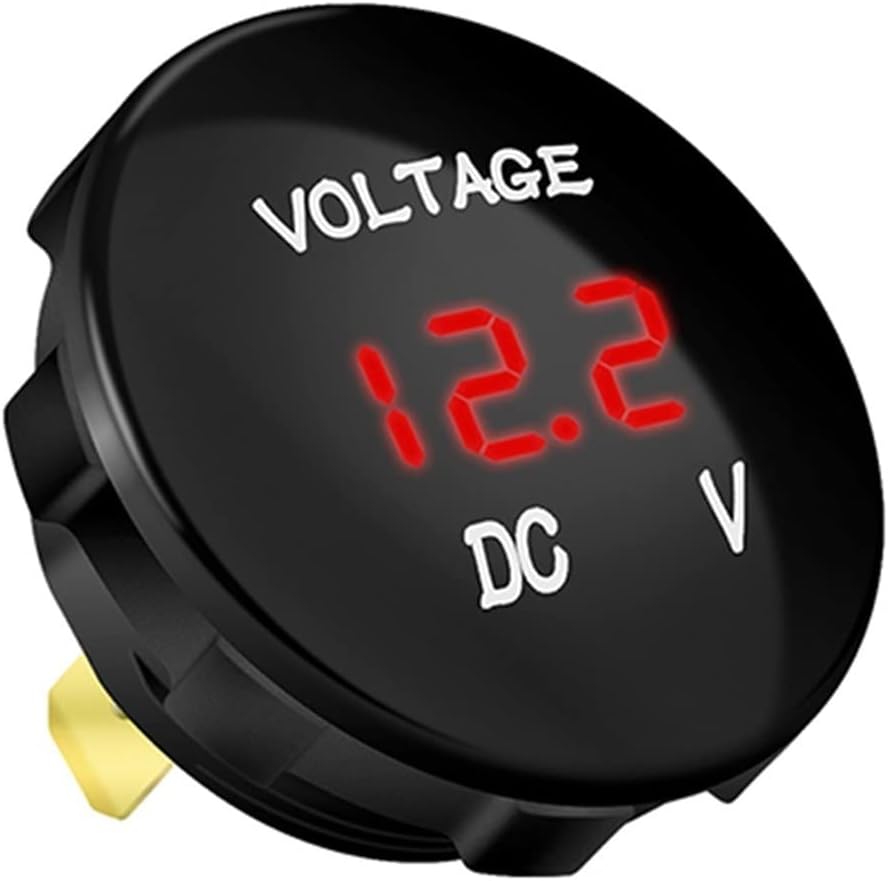 DC 12V 24V Car LED Display Voltmeter Digital Voltage Meter Gauge Waterproof Mini Battery Monitor Indicator for Motorcycle Boat(Blue Led)