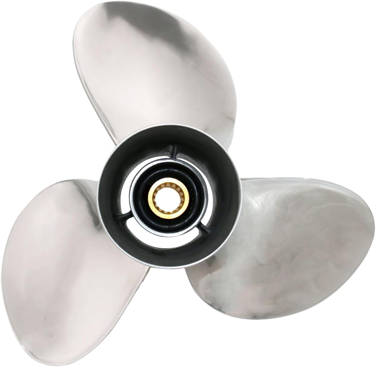 Stainless Outboard Propeller 13 1/2 x 15 Pitch, K Series, 15 Spline Tooth, compatible with Yamaha T50 T60 F70 F75 F80 F90 F100 F115 Outboard Motors, 3 blades, 13.5x15p Boat Prop, OEM 6E5-45947-00-EL