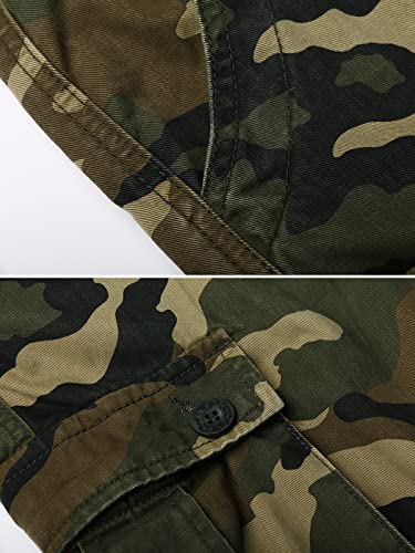 OCHENTA Men\'s Camo Cargo Pants Cotton Casual Work Tactical Combat Tactical Pant with 8 Pockets Army Green Camo M 29