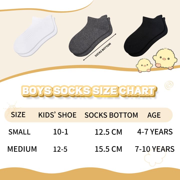 Comfoex Boys Socks 8 Pairs Ankle Athletic Low Cut Socks For Kids 4-6 6-8 8-10 Years Old With Cushioned Sole
