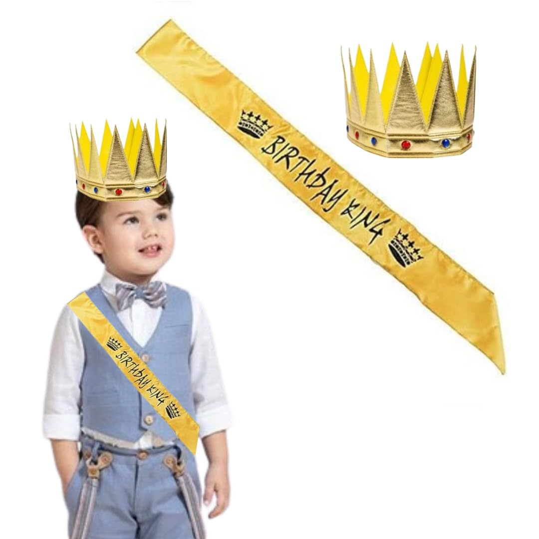 Wanna Party Birthday King Crown and Sash Combo-Set of 2 Birthday Boy Sash and Prince Crown for Birthday Decoration Items for Boys. (B0D67C6QNF) Amazon Price History, Amazon Price Tracker