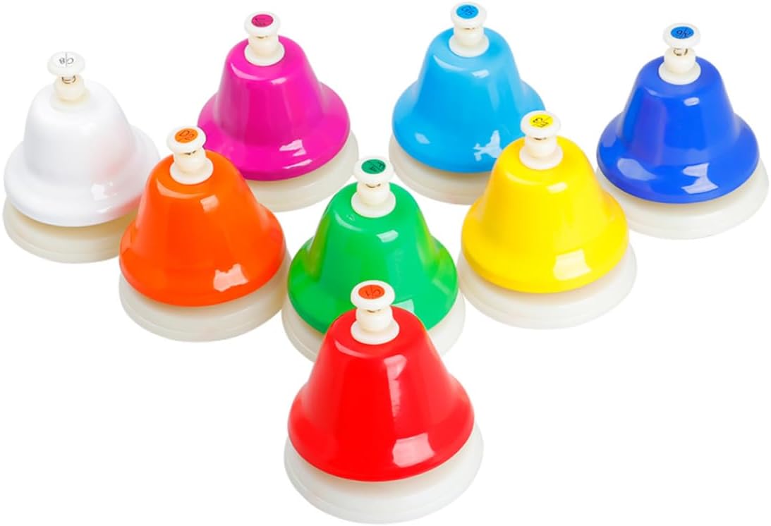 KICHOUSE 1Set Note Colorful Metal Handbells Percussion Musical Instrument for Early Education Lightweight Design for Brain Development and Fun Play