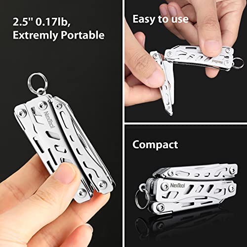 Image of Nextool EDC Keychain Multitool, 10 in 1 Mini Pocket Knife Multi Tool with Needlenose Pliers, Scissors, Mini Useful Cool Gadgets for Men, Father's Day Gifts from Daughter-Sliver