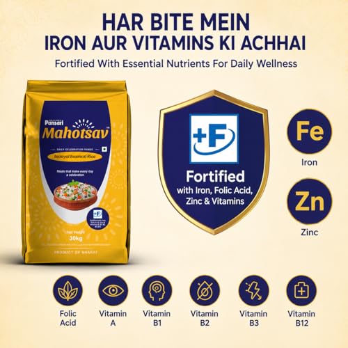 Image of Mahotsav Inaayat Basmati Rice by Pansari 30 Kg - Whole Grain, Fortified, Gluten-Free - Ideal for Biryani, Pulao, Steamed Rice & Daily Indian Meals - 30kg Pack