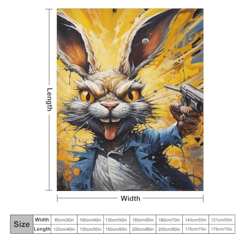 Couverture super douce lapin 3D flannel épaisse et plaid chaud lavable