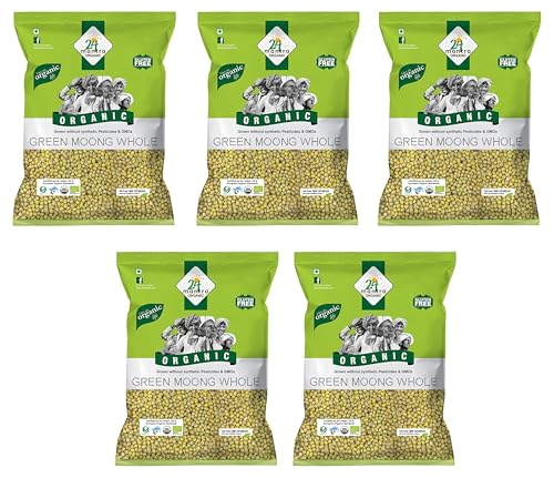 Image of 24 Mantra Organic - Green Moong Whole /sabut /saboot, 1kg (Pack of 5)