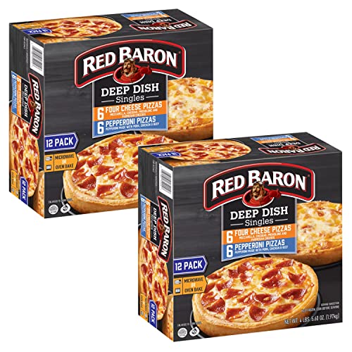 Red Baron Singles Deep Dish Pizza Variety Pack - Four Cheese Pizzas and Pepperoni Pizzas - 6 Flavors Each - 2 Pack (12 x 5.60 oz Each) - Ready Set Gourmet Donate a Meal Program