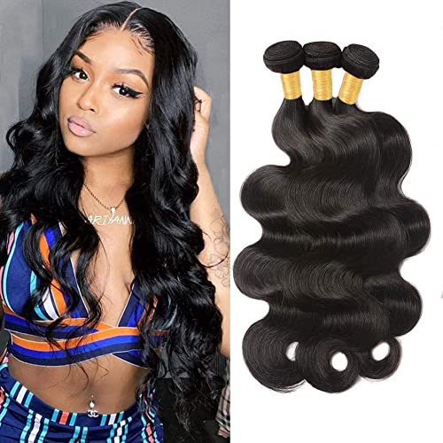 DMS Human Hair Bundels Body Wave Bundles Brazilian Virgin Hair 3 Bundles Brazilian Body Wave Top Brazilian Hair Weave (Natural Color 16 18 20)