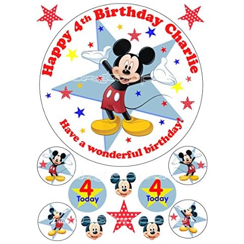 Personalised Mickey Mouse Cake and Cupcake Toppers Cover