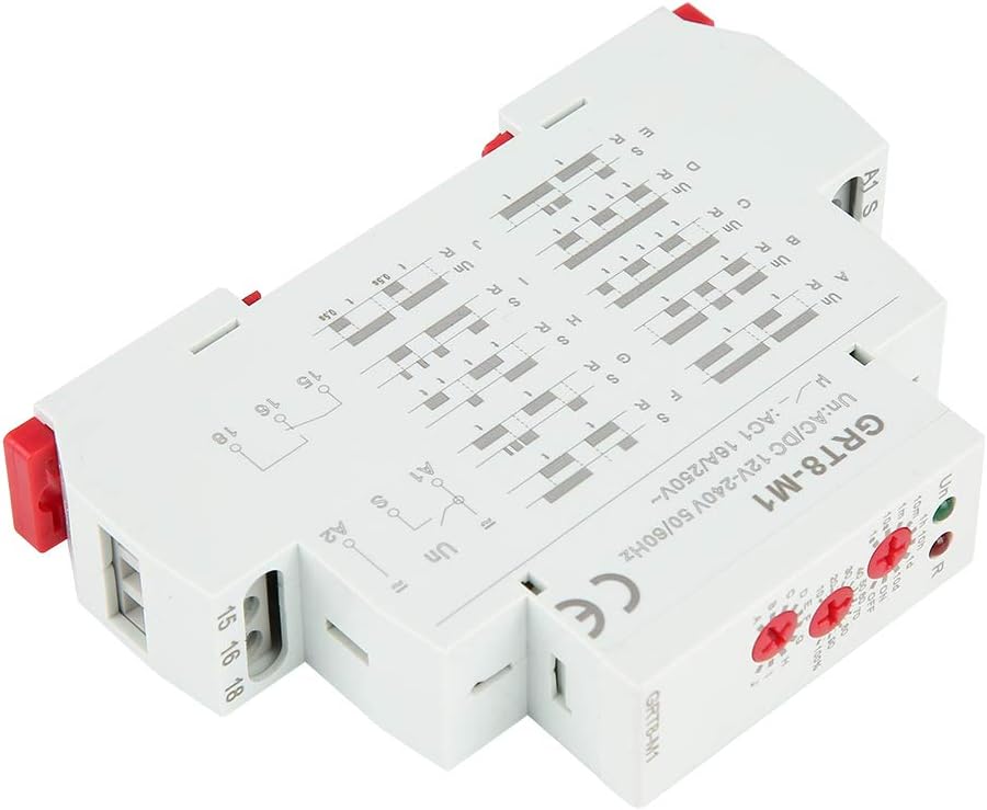 Multifunction Time Delay Relay, 10 Functions DIN Rail Mount Contactor Isolator Voltage Multifunction On/Off Digital Timing Input Output Control Relay GRT8 M1 AC DC 12V 240V