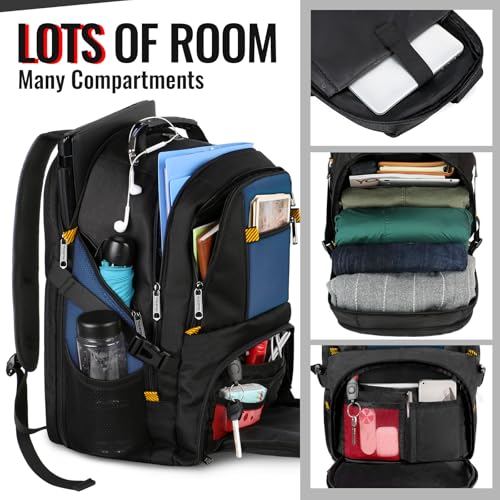 Image of School Backpack,Travel Laptop Backpack with USB Charging Port,TSA Friendly Extra Large Business Luggage Backpack for Men Women,Water Resistant College Bookbag Fit Most 17Inch Laptop-Roy Blue