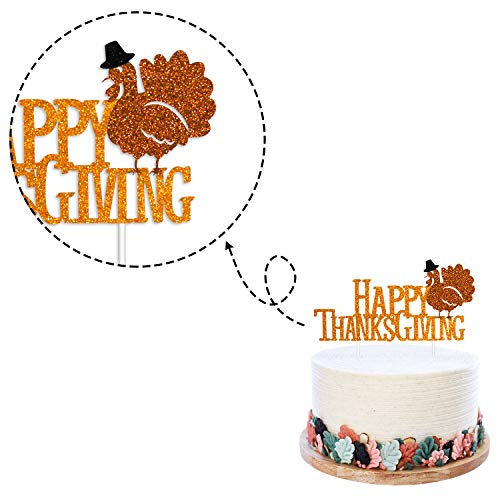 Gold Glittler Happy Thanksgiving Letter Cake Toppers For Seasonal Festival Themed Dinner Decor Turkey Thanksgiving Holiday Party Cake Decorations #TOP3