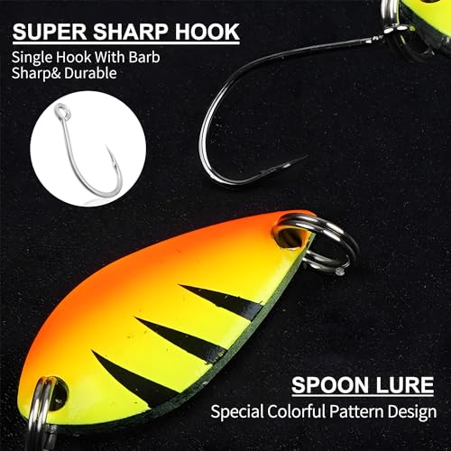 Forellen Spoon Set Kunstköder Spinner Blinker Set AngelKöder 2.5g/ 3.5g/5g Angelzubehör mit Aufbewahrungsbox für Hecht Zander Barsch Forelle 16 Stücke – Bild 2