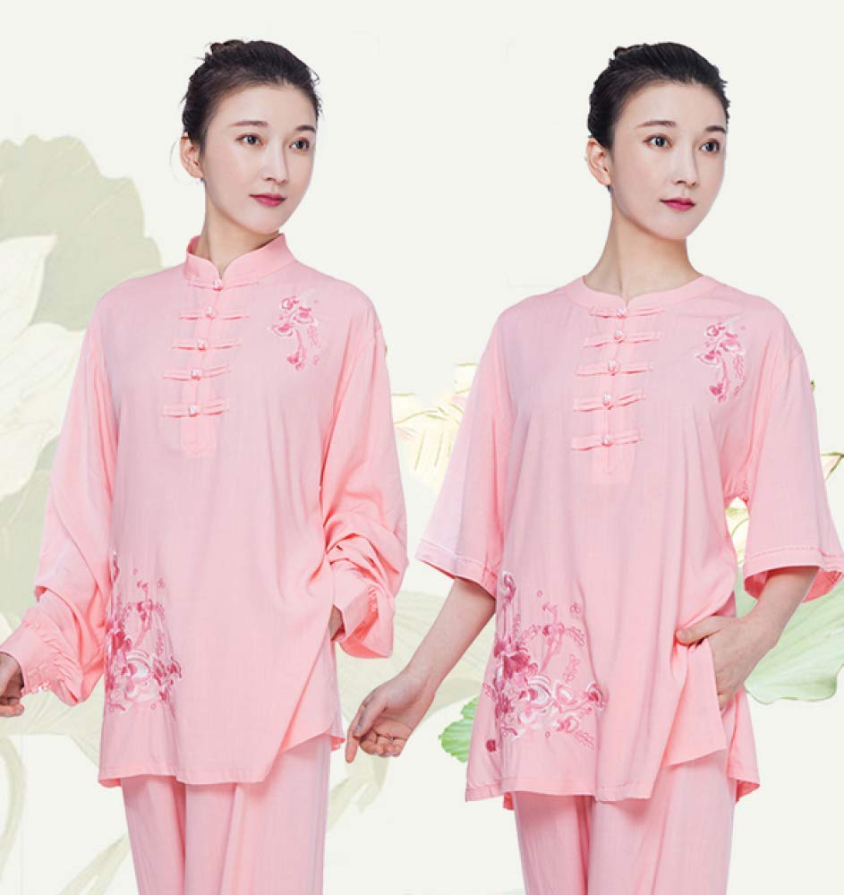 Uniforme Tai Chi da Donna, Ricamo in Lino di Cotone, Uniformi Tradizionali Cinesi di Tai Chi - per Le Arti Marziali Kung Fu, F-XXL