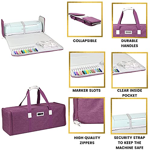Everything Mary Die-Cut Machine Carrying Case, Heather Plum - Craft Sticker Bag Compatible With Cricut Air/Maker & Brother Scanncut - Cutting Storage For Vinyl, Tools, Accessories #TOP3