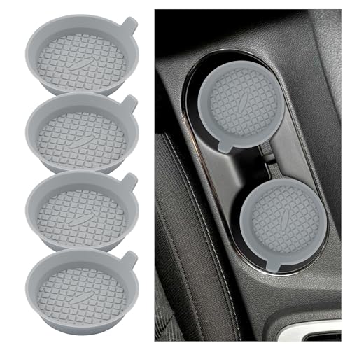 4PCS Silicone Car Coasters with Diamond Shape Design,Non-Slip & Heat Resistant Car Cup Holder Coaster,Universal Cup Holder Insert Car Interior Accessories for Women/Men (Light Gray)