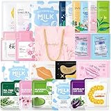 Face Mask Skincare Set,24 Pcs Pamper Gifts for WomenGifts - Skincare Set with Face Mask,&Cream,Lip Masks,Eye Patch,Care Package Gift Sets for Women Girlfriend,Moisturising,Nourish (Multiset 24PCS)