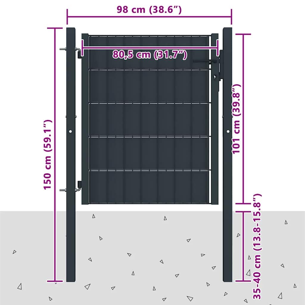 Portal de valla acero y PVC 100 x 100 cm Antracite