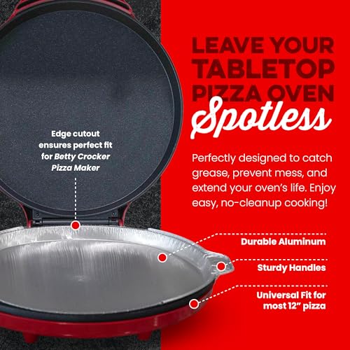 13" Pizza Maker Insert Pan for 12-Inch Countertop Pizza Oven, Indoor Pizza Maker Machine for Home - Round Disposable Aluminum Electric Pizza Oven Pan Liner for Betty Crocker, Piezano & More (25)