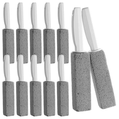 Afcabakila 12 PCS Pumice Stone with Handle, Hard Water Stain Remover, Toilet Bowl Cleaner for...