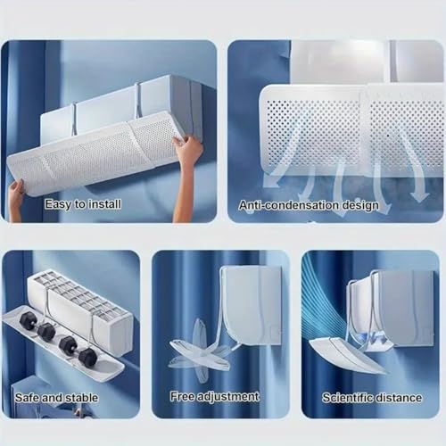 Image of Adjustable AC Air Deflector, Air-Conditioning Windshield, 56-92cm Length Retractable, Anti-Condensation Scientific Spacing, Adjustable Design, Air Diverter for Bedroom Office (AC Air Diverter)