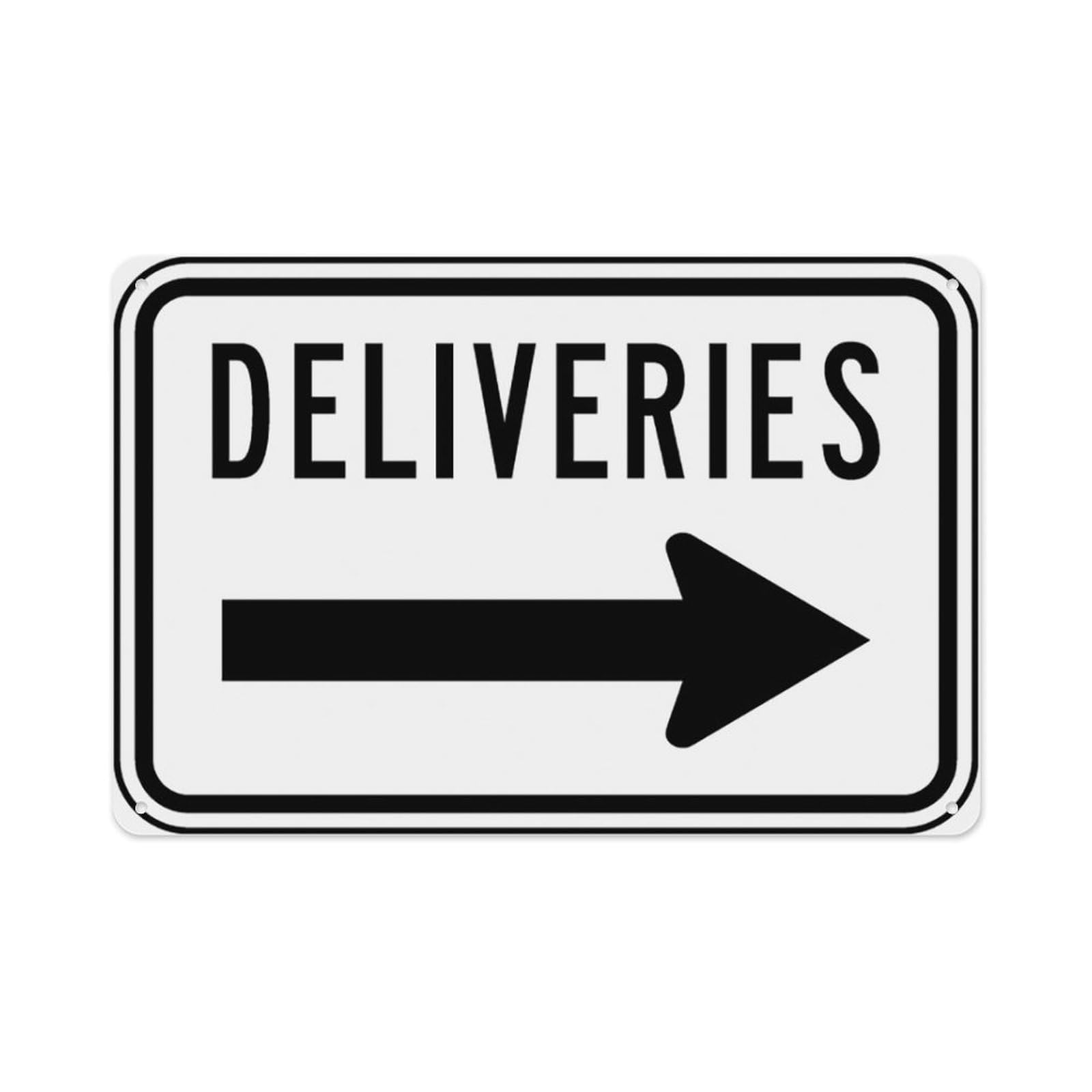 peiyeety Deliveries (Right Arrow) Sign Aluminum Tin Warning Signs For Home Outdoor Garden 8X12 Inches