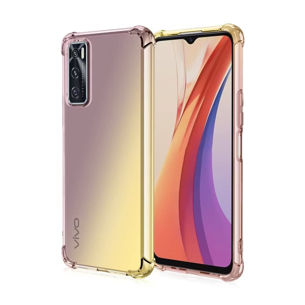 GOGME Cover per Vivo Y70 / V20 SE Cover, Custodia in TPU a Gradiente Colori, [Rinforzare la con Quattro Angoli] Custodia Trasparente Silicone Morbida TPU Ultra Sottile Case (Rosa/Viola